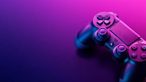 PlayStation Controller in Pink and Blue Lighting Setup