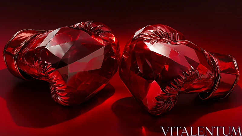 Red Crystal Boxing Gloves in Dramatic Lighting.