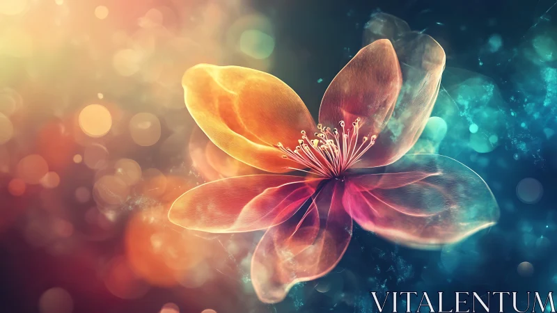 Luminescent flower blooming with vibrant gradient light effects.