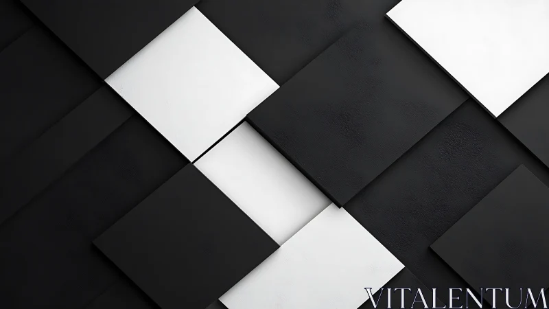 Monochrome geometric tiles with staggered layered depth.