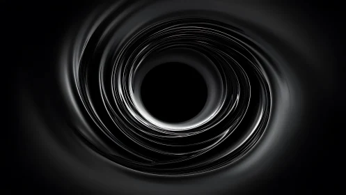 Dark abstract vortex with metallic circular light rings.