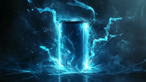 Electrified energy cell rendered with luminous plasma effects