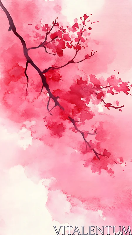 Cherry blossoms drift upward like watercolor daydreams