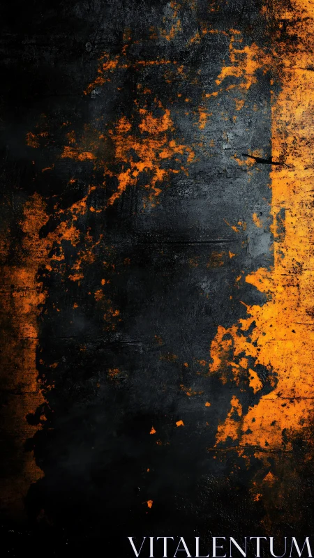 Burnt orange corrosion spreads across dark metal surface