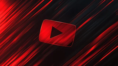 Red play button icon centered on dynamic diagonal streaks