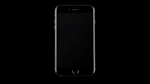 iPhone displayed with dark screen and silver metal frame.
