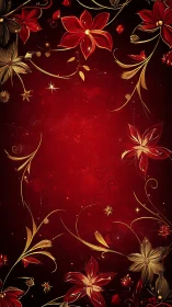 Glowing red and gold flowers dance gently around a warm frame