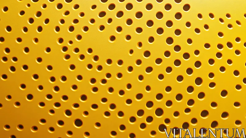 Yellow perforated metal surface with dense circular holes.