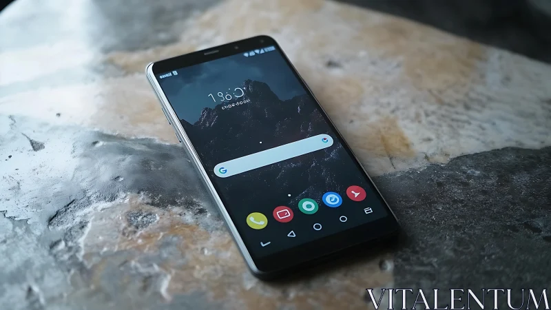Android Smartphone Positioned on Weathered Concrete Surface