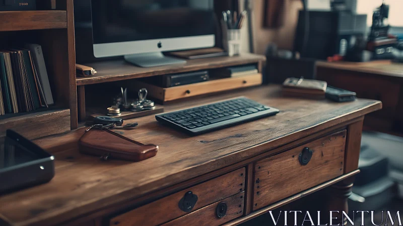 Sunlit wooden workspace cradles digital calm and quiet focus.