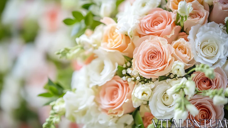 Peachy Roses and Cream: Garden's Gentle Romance.