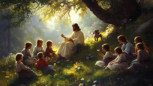 Gentle teacher shares calming wisdom with children in nature