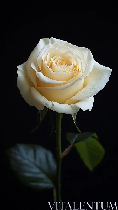 A Cream and Peach Rose Blooming in Soft Light.