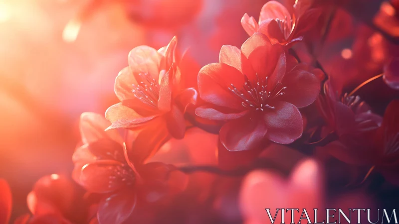 Radiant Red Blossoms Glowing in Warm Sunlight