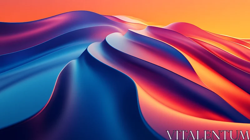 Iridescent gradient dunes under molten neon sky glow.