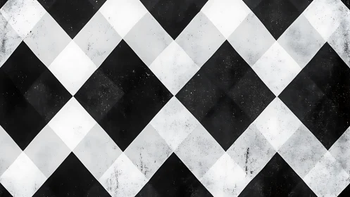 Grunge diamond checkerboard pattern in monochrome contrast.