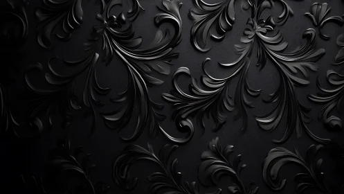 Ornate black baroque foliage pattern in low relief.