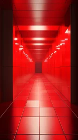 Crimson infinity corridor glows with sleek geometric echoes.