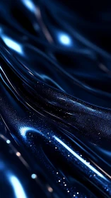 Deep navy liquid metallic waves with micro-glitter specular highlights