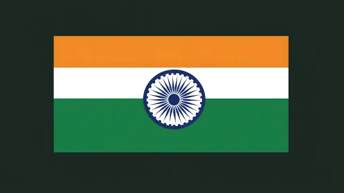 Indian national flag with tricolor bands and Ashoka Chakra.