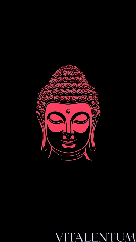 Monoline neon Buddha head illustration on pure black field