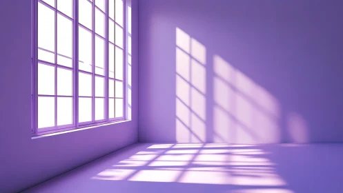 Minimalist window geometry with soft violet volumetric light.