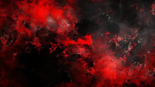 Aggressive red-black abstract field explores high-contrast depth