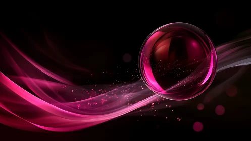 Crimson energy sphere with flowing magenta light trails.