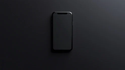 Black smartphone mockup on dark background.
