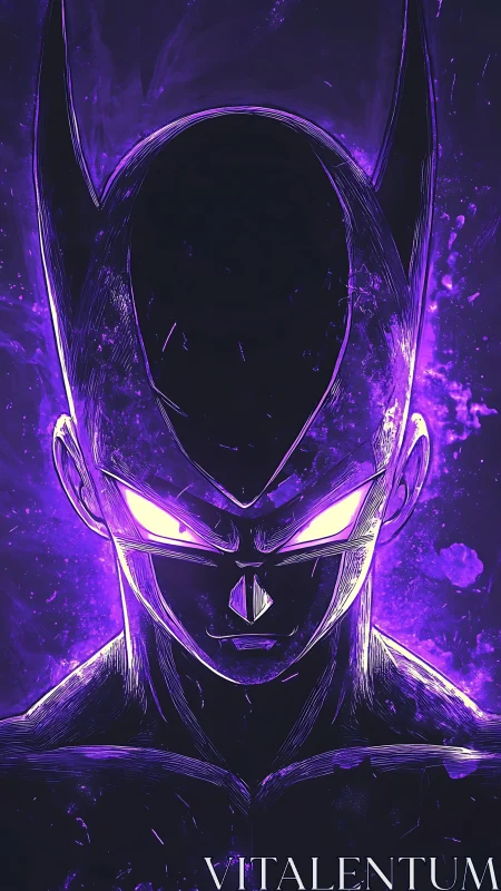 Purple-lit stylized humanoid figure with glowing eyes portrait.