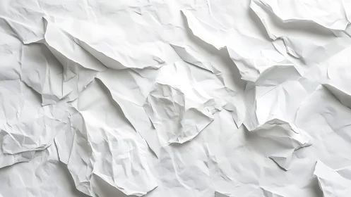 Wrinkled white paper texture with abstract folded relief.