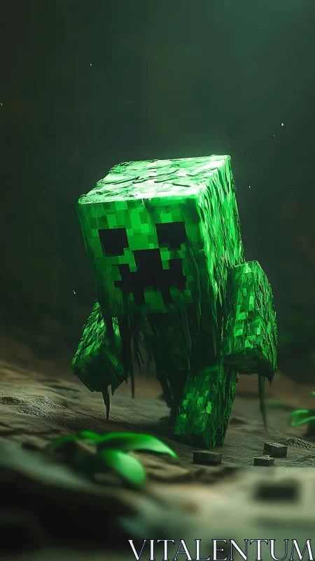 Creeper lumbers through emerald fog, almost glowing alive