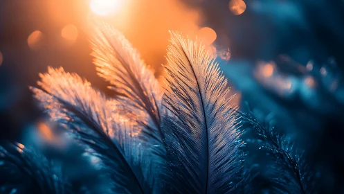 Feathered light glows softly in a dreamy blue twilight