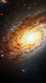 Spiral galaxy core glows amid dense star fields in space.