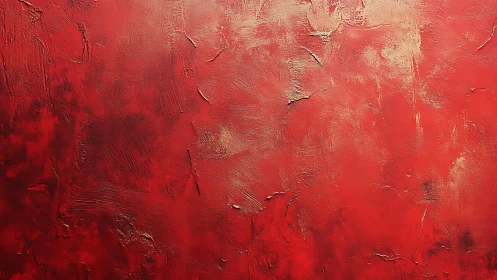Bold Red Abstract Texture Painting with Rough Brush Strokes.