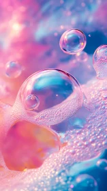 Iridescent soap bubbles form a macro abstract chromatic field