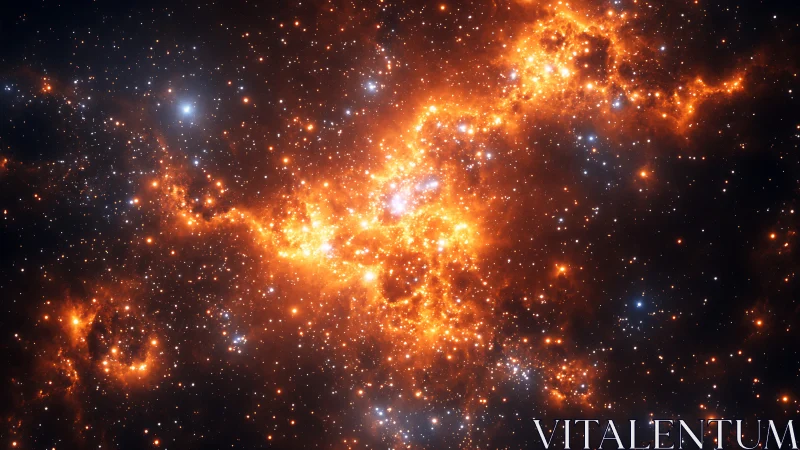 Fiery star-forming nebula glows against a deep cosmic void