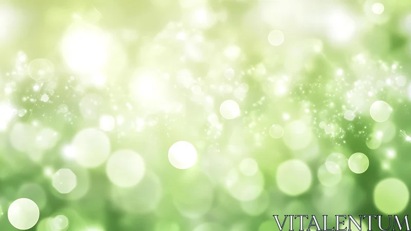 Soft green bokeh background with glowing light effects, abstract style.