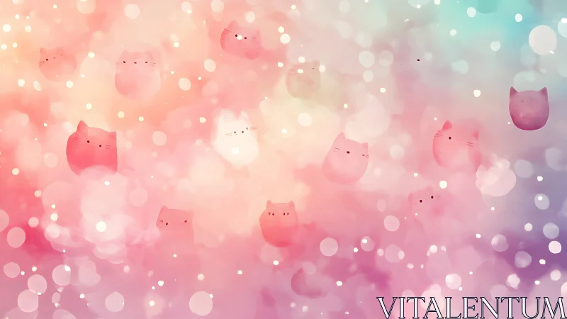 Dreamy Cat Parade Through Soft Pastel Bokeh.