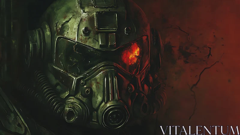 Burning visor sentinel in scarred green power armor.