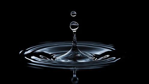 Water droplet splash captured in crisp high-speed silhouette.