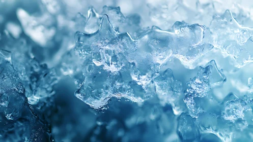 Frozen glass reef in shimmering arctic blue light.