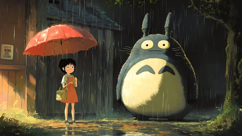 Rainy bus stop moment welcomes a shy girl and gentle spirit