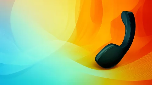 Retro phone receiver over abstract gradient waves.