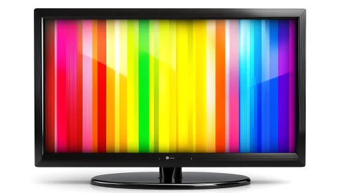 Wide-screen monitor glows with vibrant vertical color bars