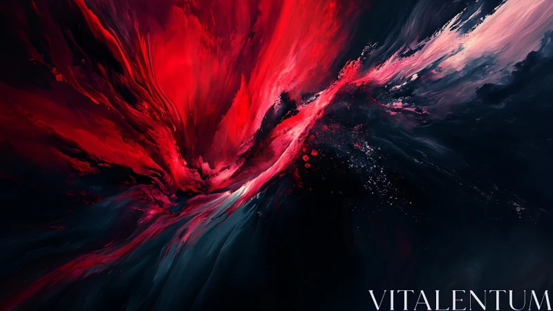 Dynamic red and black abstract explosion in digital art style.