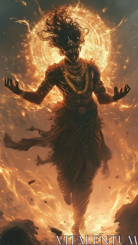 Volcanic ascendant deity in incandescent plasma coronation.