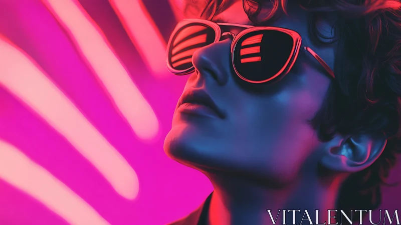Neon daydreams reflected in glossy night sunglasses.
