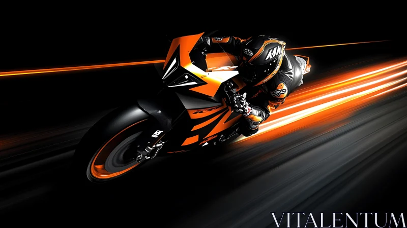 High-speed sportbike rendering shows motion blur and contrast lighting