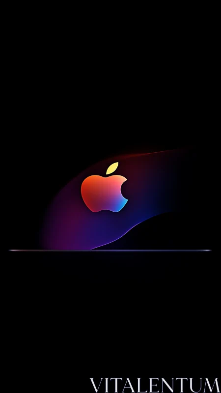 Colorful apple-shaped logo glows above thin horizontal line